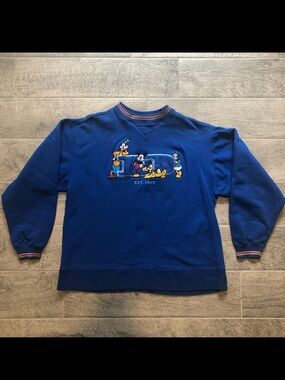 Vintage Disney Store Blue Sweatshirt Disney Characters Sweater Adults Size Large